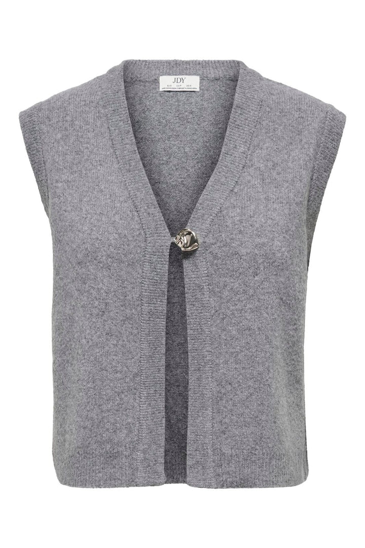JDY - Jdybrilliant Life S/L Onebutton Vest Knt - 5038360 Medium Grey Melange
