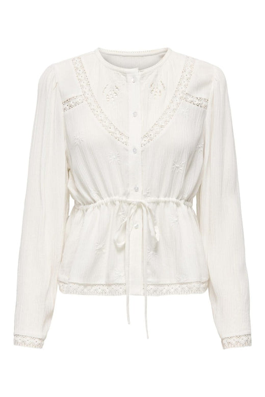 JDY - Jdycamille L/S Embroidery Top - 4991449 Cloud Dancer