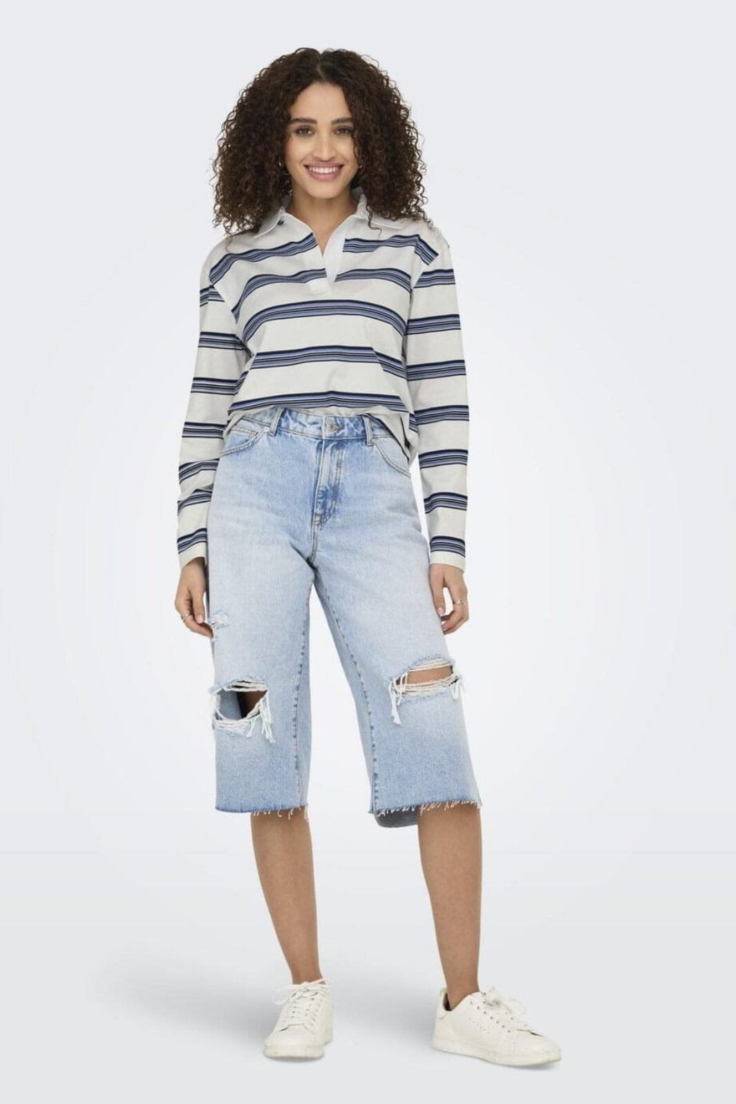 JDY - Jdydarling L/S Polo Shirt - 4822444 Cloud Dancer Mix Colors
