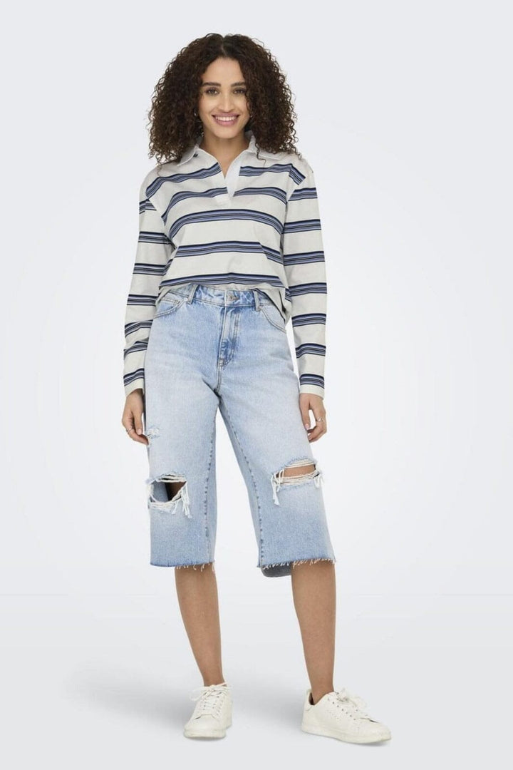 JDY - Jdydarling L/S Polo Shirt - 4822444 Cloud Dancer Mix Colors