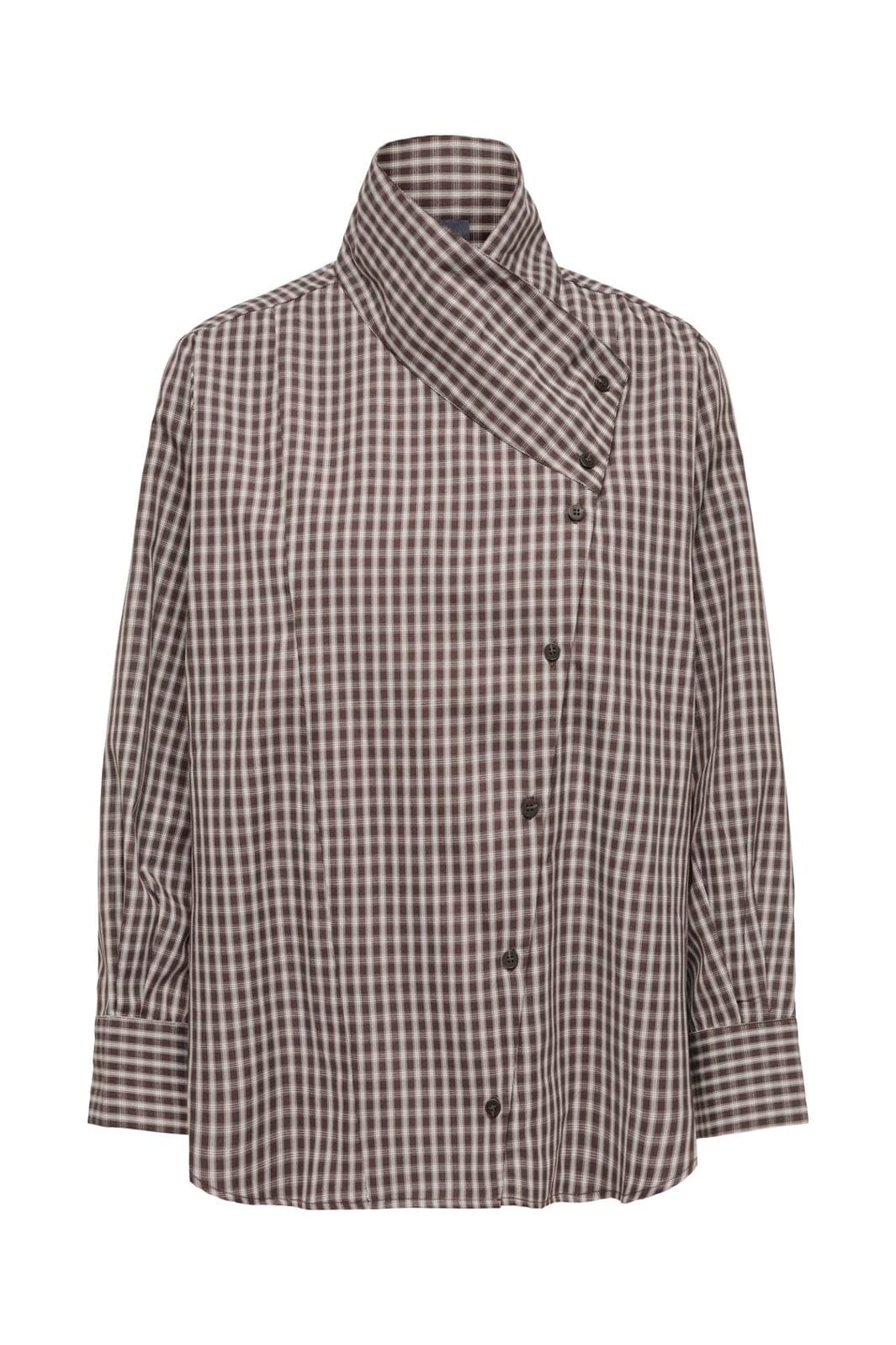 JDY - Jdydemi L/S Assymmetric Shirt - 5256602 Chocolate Torte Cloud Dancer And Light Brown