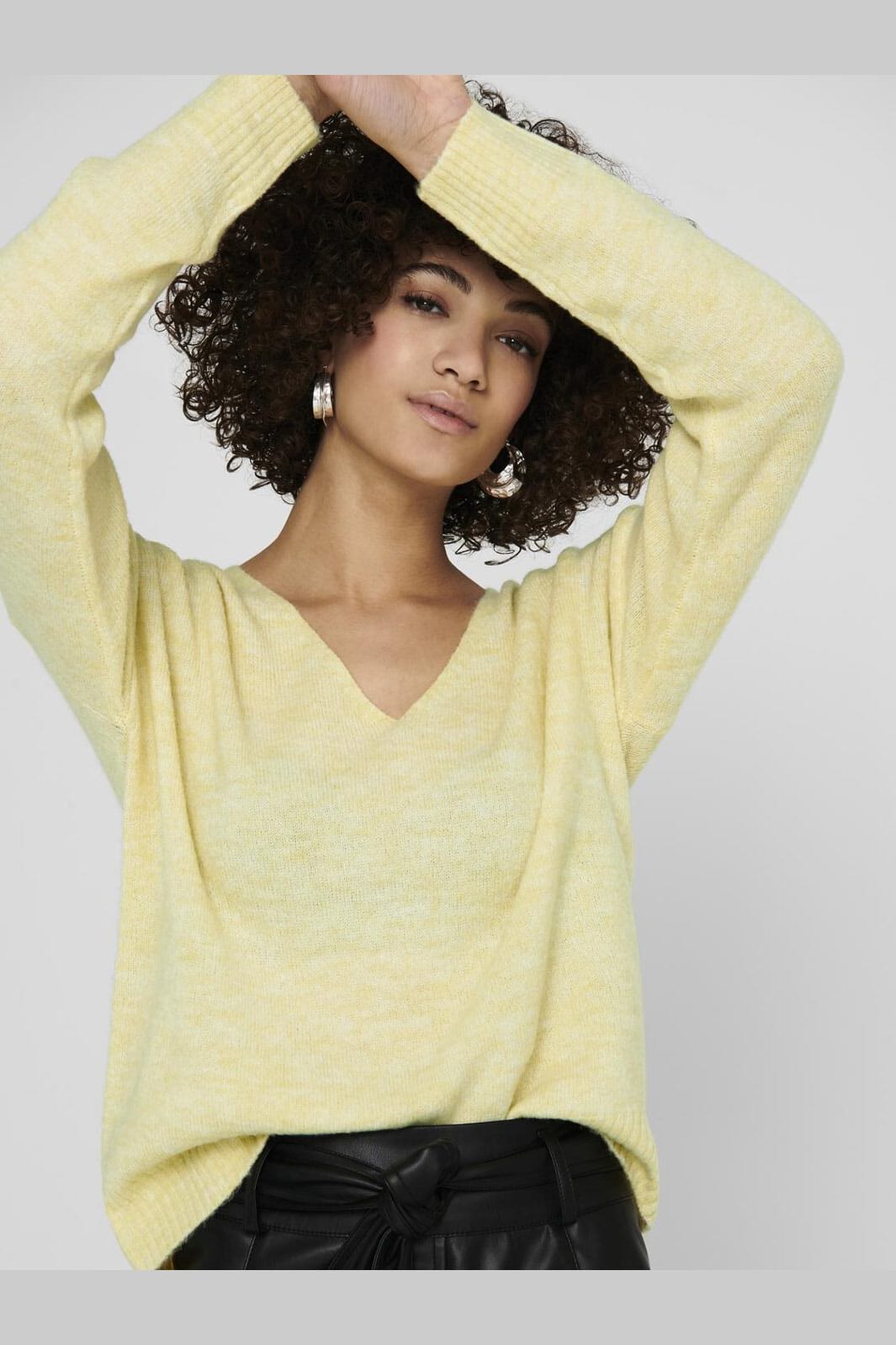 JDY - Jdyelanora L/S V-Neck Pullo. Knt - 3638243 Pastel Yellow Melange