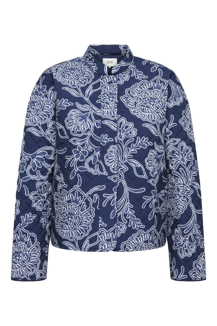 JDY - Jdyfia L/S Quilt Shacket - 4971488 Dark Blue Denim 13-01-26 Patriot Blue Flower