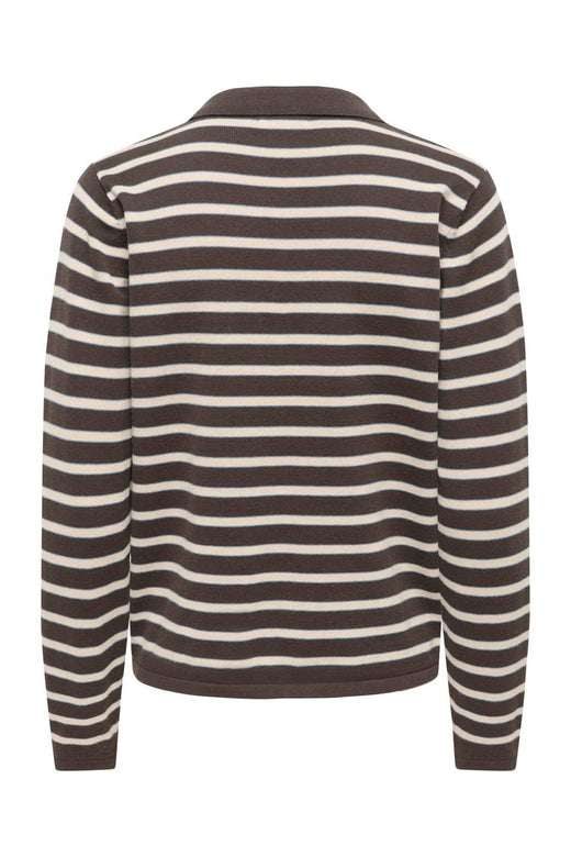 JDY - Jdyina L/S Polo Pullover Knt - 5094718 Mulch Sandshell / Windward Blue