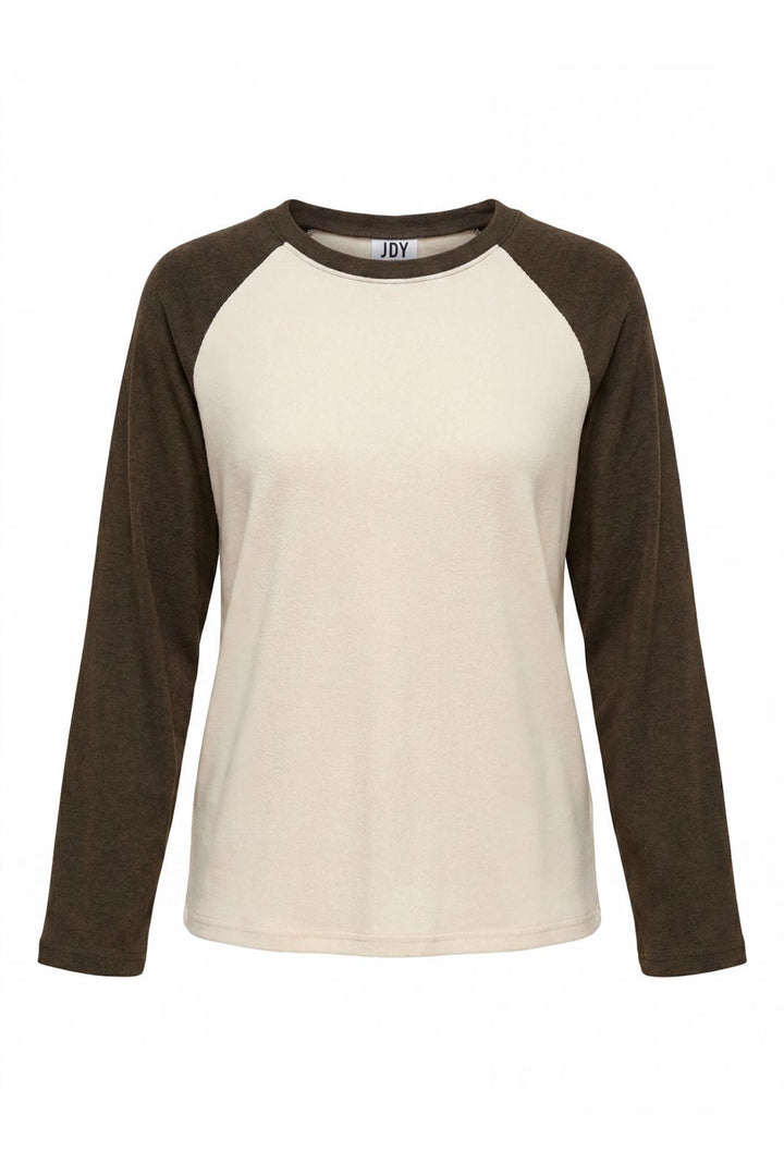 JDY - Jdyjeanett L/S Raglan Contrast Top - 5218443 Antique White Black Olive Contrast