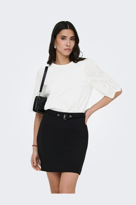 JDY - Jdylair Life S/S New Mix Top - 5021977 Cloud Dancer