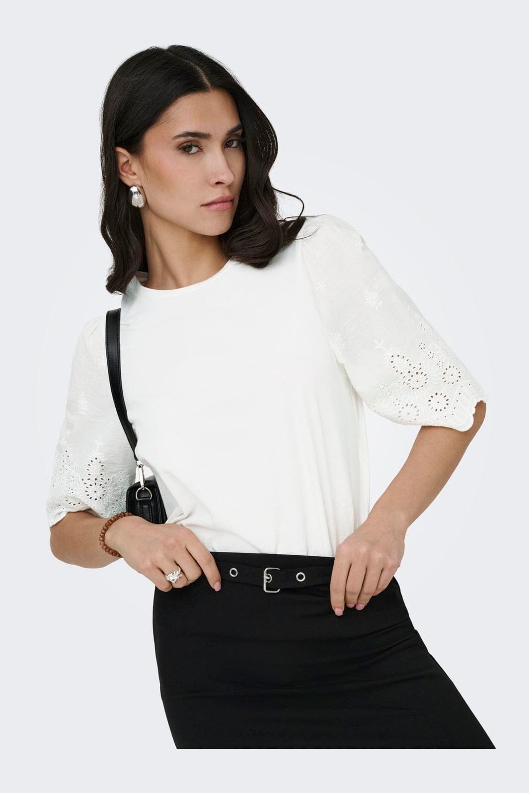 JDY - Jdylair Life S/S New Mix Top - 5021977 Cloud Dancer