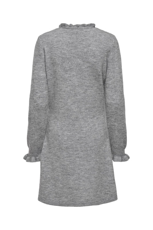JDY - Jdyletty L/S V-Neck Frill Dress Knt - 4951328 Light Grey Melange