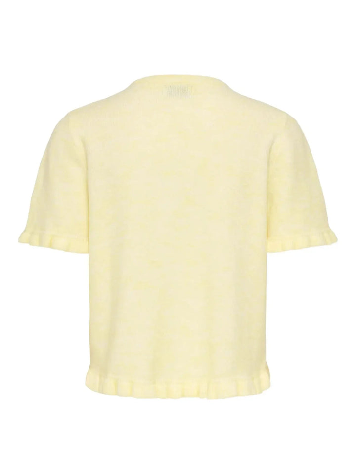JDY - Jdyletty S/S On Frill Cardigan Knt - 5107257 Pastel Yellow Melange W. Pearl Buttons Cardigans 