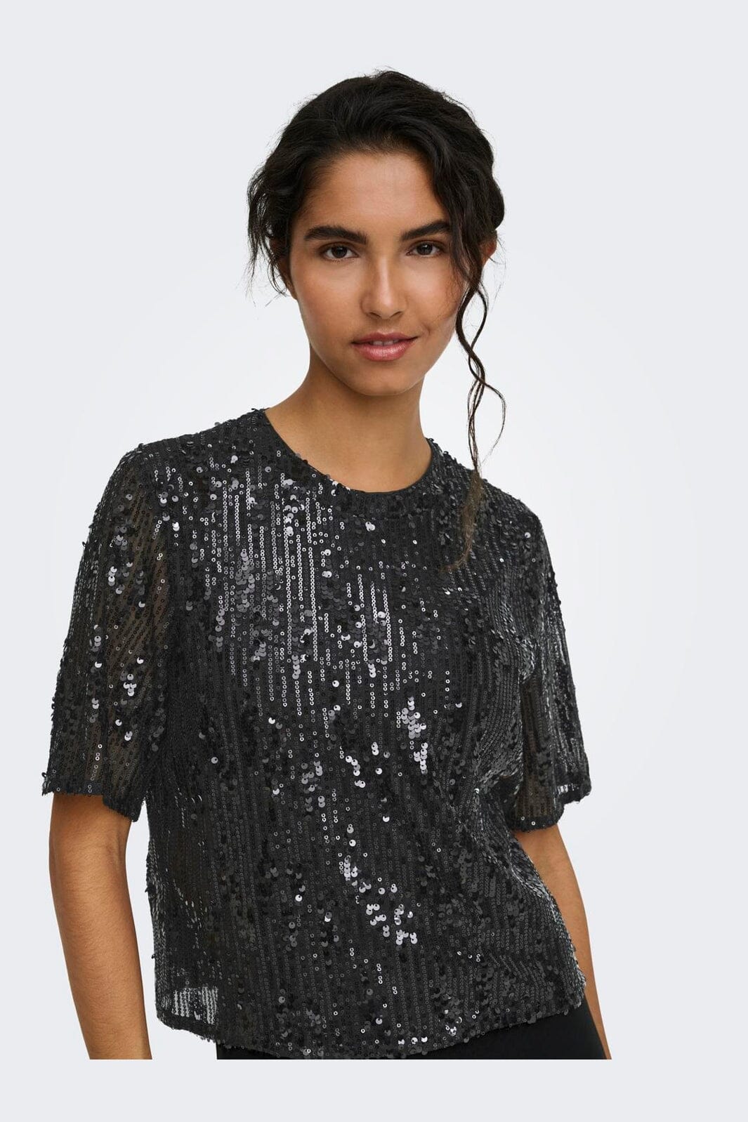 JDY - Jdylola 2/4 Sequin Top - 5172487 Black