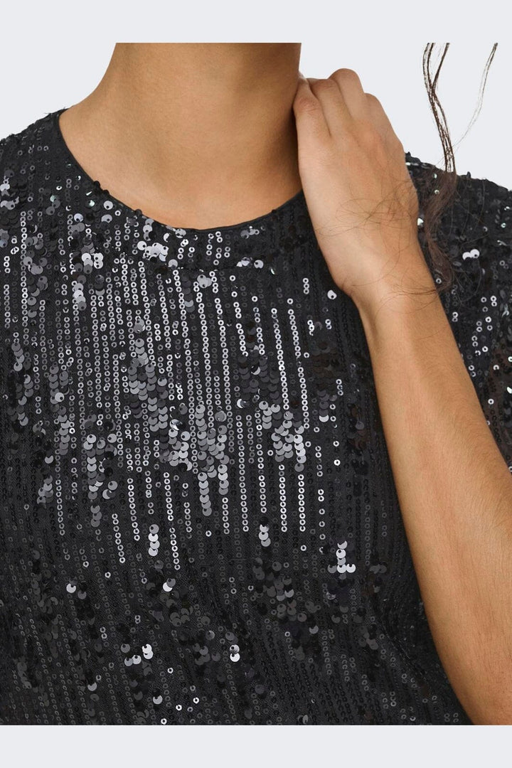 JDY - Jdylola 2/4 Sequin Top - 5172487 Black