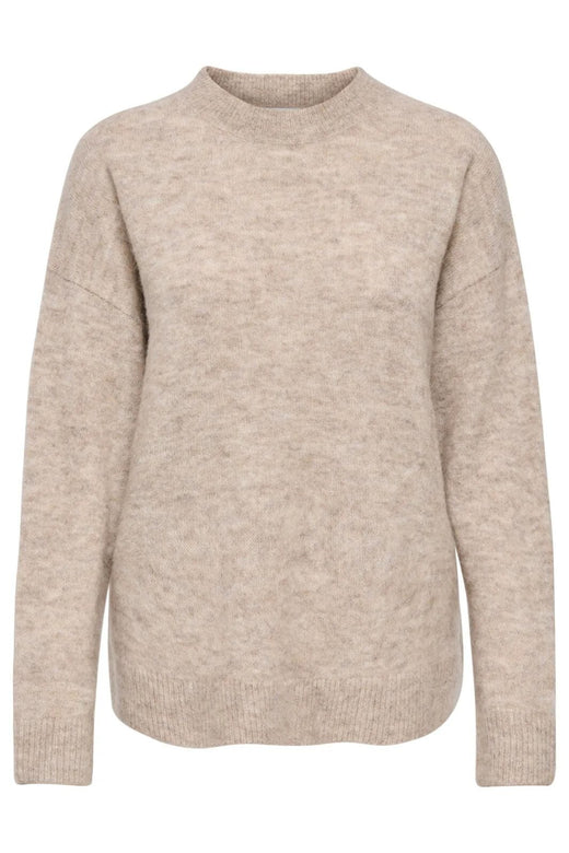 JDY - Jdyluna L/S O-Neck Pullover Knt - 4907506 Beige Melange Strikbluser 