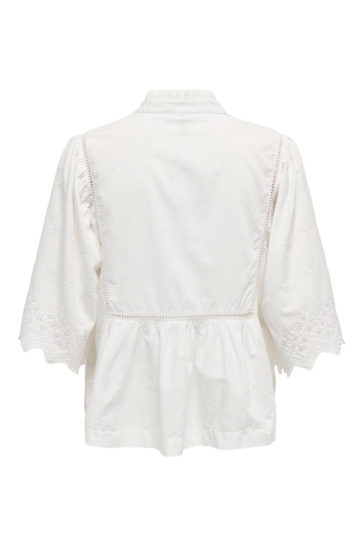 JDY - Jdymaya 2/4 Embroidery Top - 4689445 Cloud Dancer