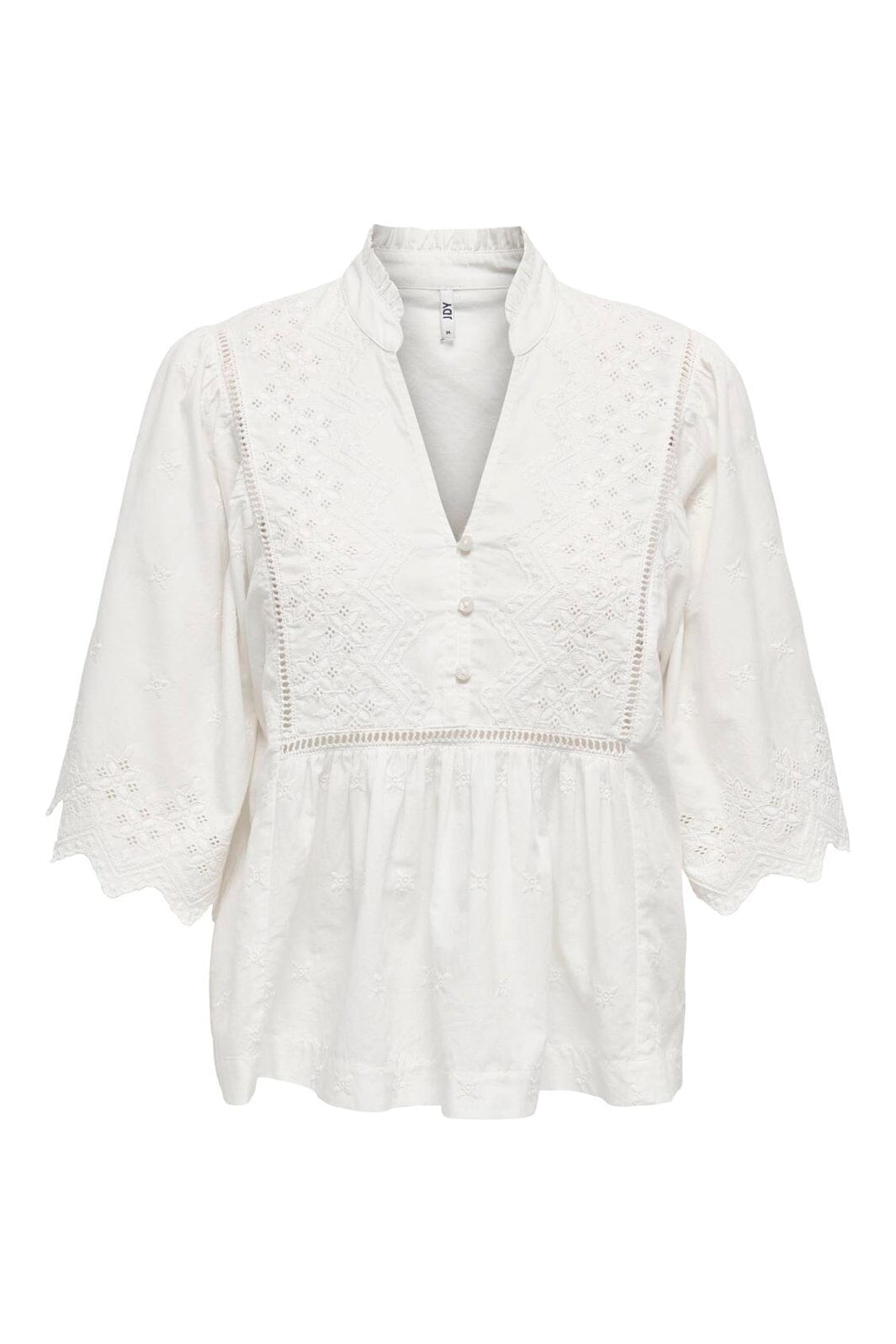 JDY - Jdymaya 2/4 Embroidery Top - 4689445 Cloud Dancer