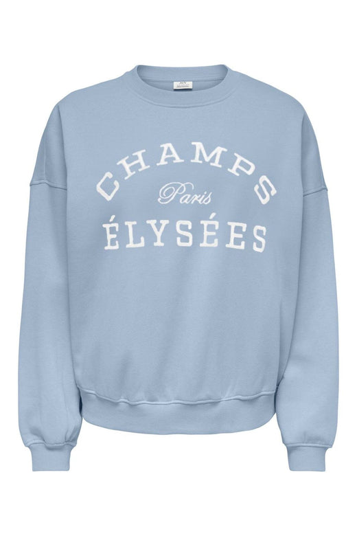 JDY - Jdymesa Life L/S O-Nk Emb Sweat - 5095482 Cashmere Blue Champs Emb