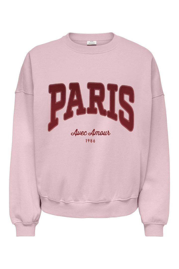 JDY - Jdymesa Life L/S O-Nk Emb Sweat - 5095975 Chalk Pink Windsor Wine + Earth Red
