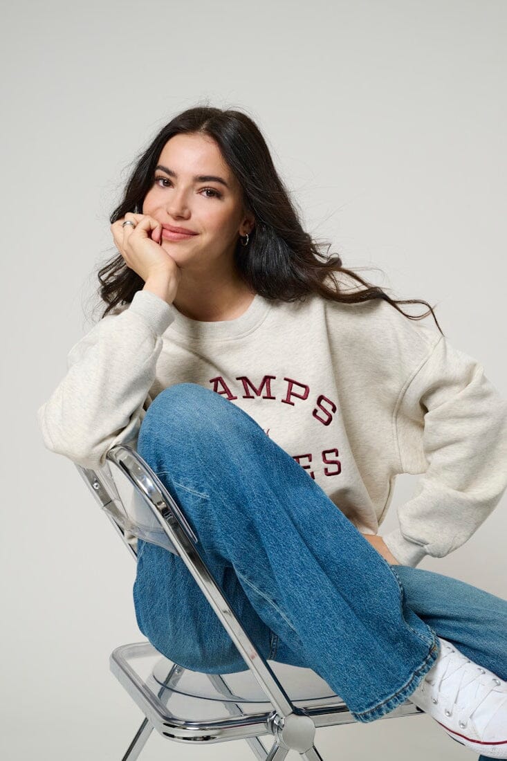JDY - Jdymesa L/S O-Neck Emb Sweat - 4974040 Oatmeal Champs Cabernet Emb Sweatshirts 