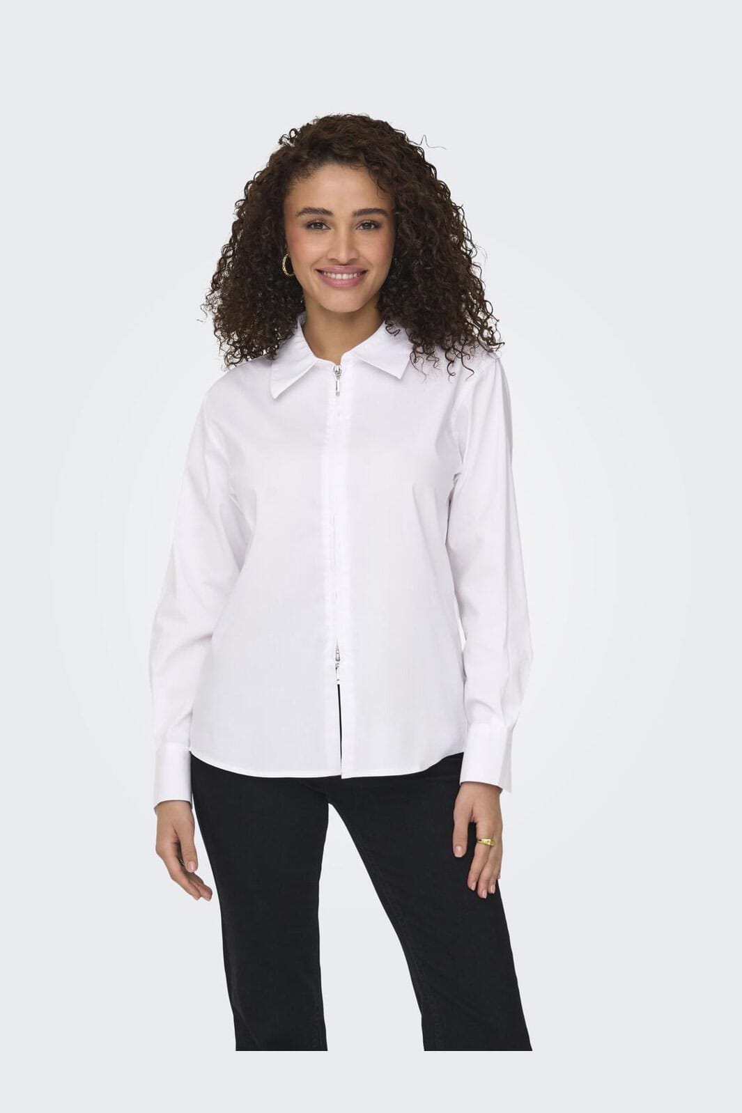 JDY - Jdymio L/S Zip Shirt - 4858745 White