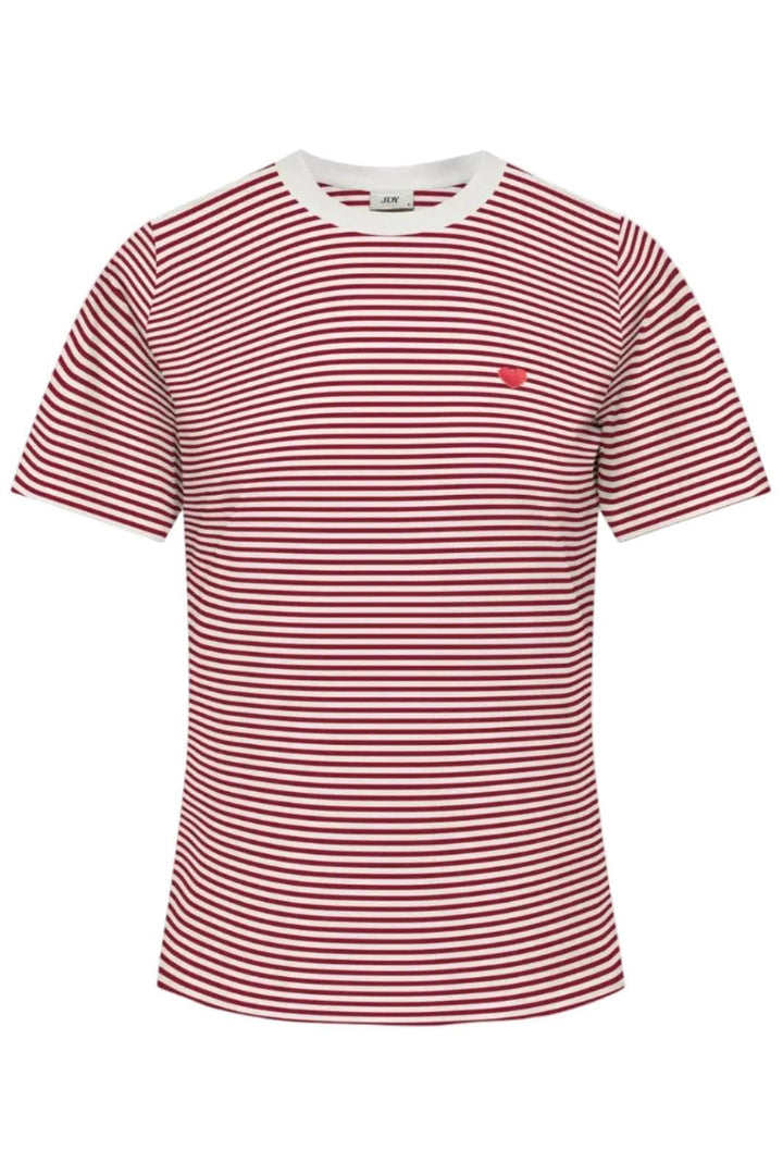 JDY - Jdypisa S/S Print Top - 4984885 Cloud Dancer Rhubarb Stripes And Bs Heart T-shirts 