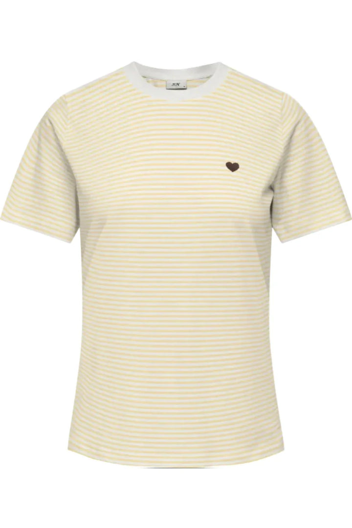 JDY - Jdypisa S/S Print Top - 5048773 Cloud Dancer Double Cream Stripes + Chicory Coffee Heart T-shirts 
