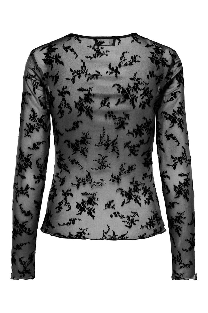 JDY - Jdyruby L/S Mesh Top - 5172894 Black Bouquet
