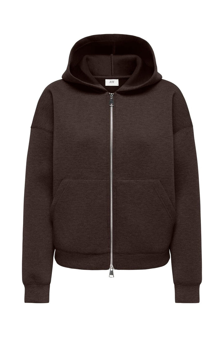 JDY - Jdysabrina L/S Zipper Scuba Hoodie - 5046545 Coffee Bean