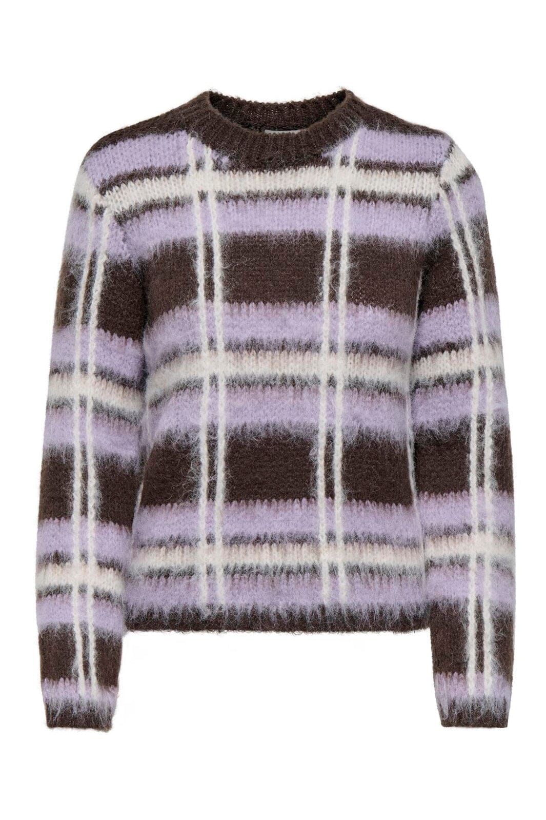 JDY - Jdysheridan L/S On Check Pullover Knt - 5111309 Chocolate Brown Lavender Frost & Whitecap Gray