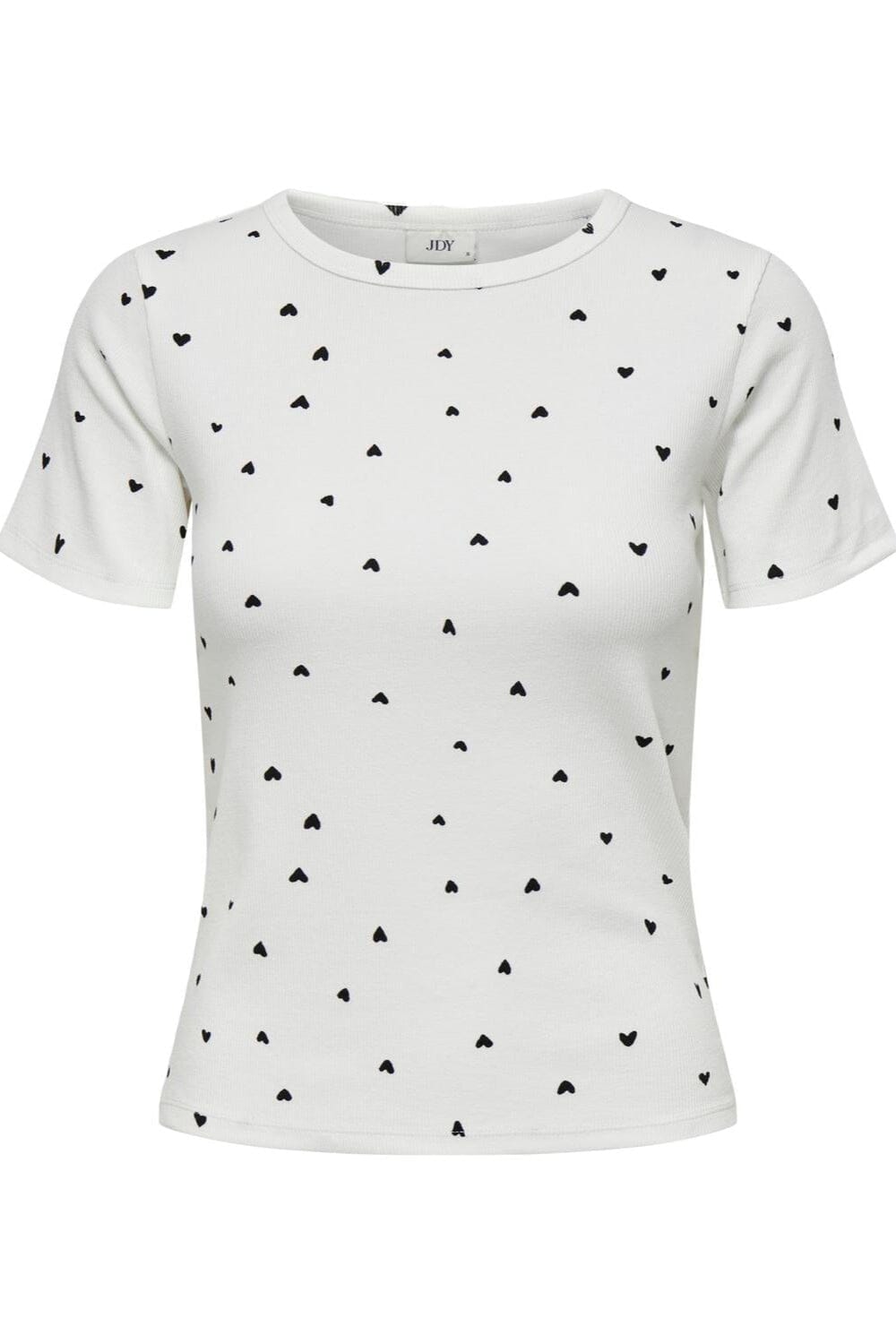 JDY - Jdysofia S/S Print Top - 4660394 Cloud Dancer Black Hearts Toppe 