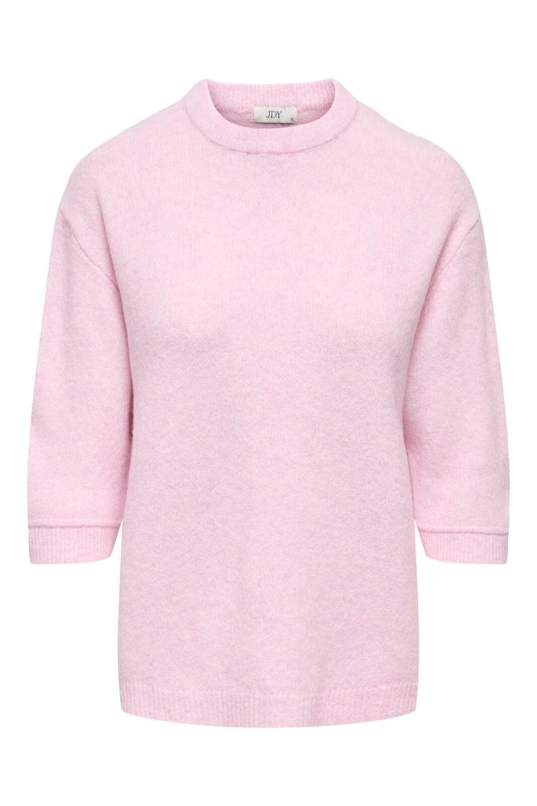 JDY - Jdysonja S/S O-Neck Pullover Knt - 4960457 Pink Lady Melange Strikbluser 