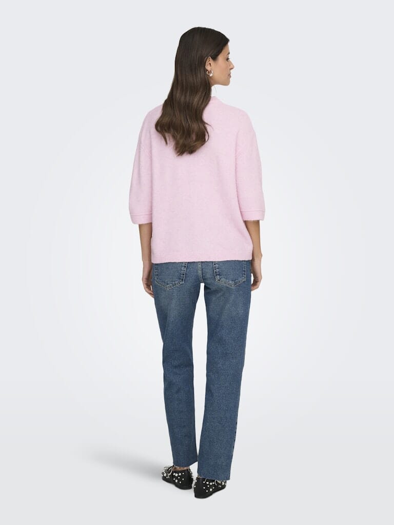 JDY - Jdysonja S/S O-Neck Pullover Knt - 4960457 Pink Lady Melange Strikbluser 