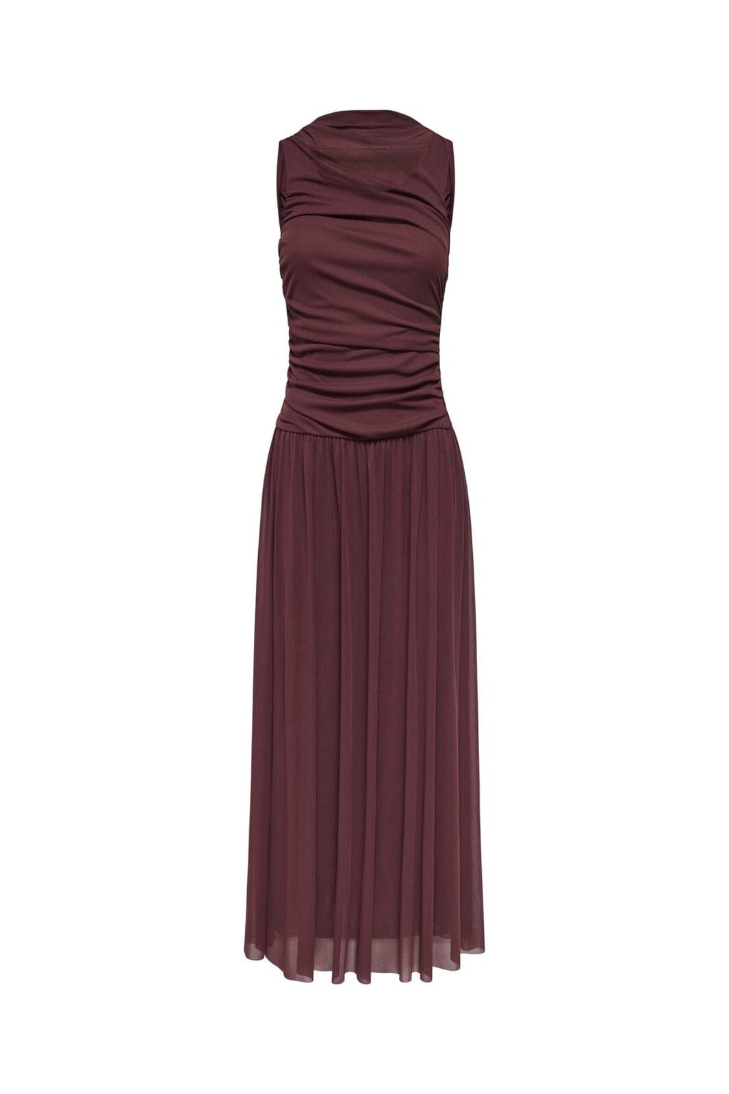 JDY - Jdyuso S/L Rouching Long Dress - 5110785 Rum Raisin
