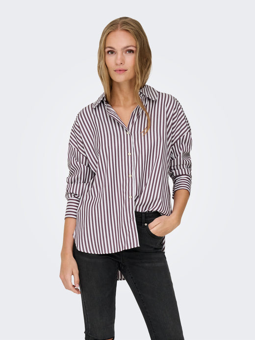 JDY - Jdyvesper L/S Loose Shirt - 4815311 Cloud Dancer Fig Skjorter 