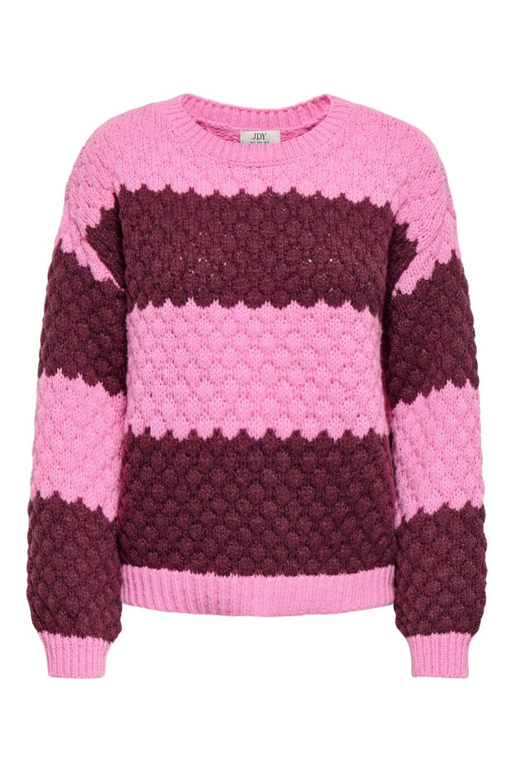 JDY - Jdyvilda L/S Detail Pullover Knt - 5174004 Cyclamen Stripe Crush