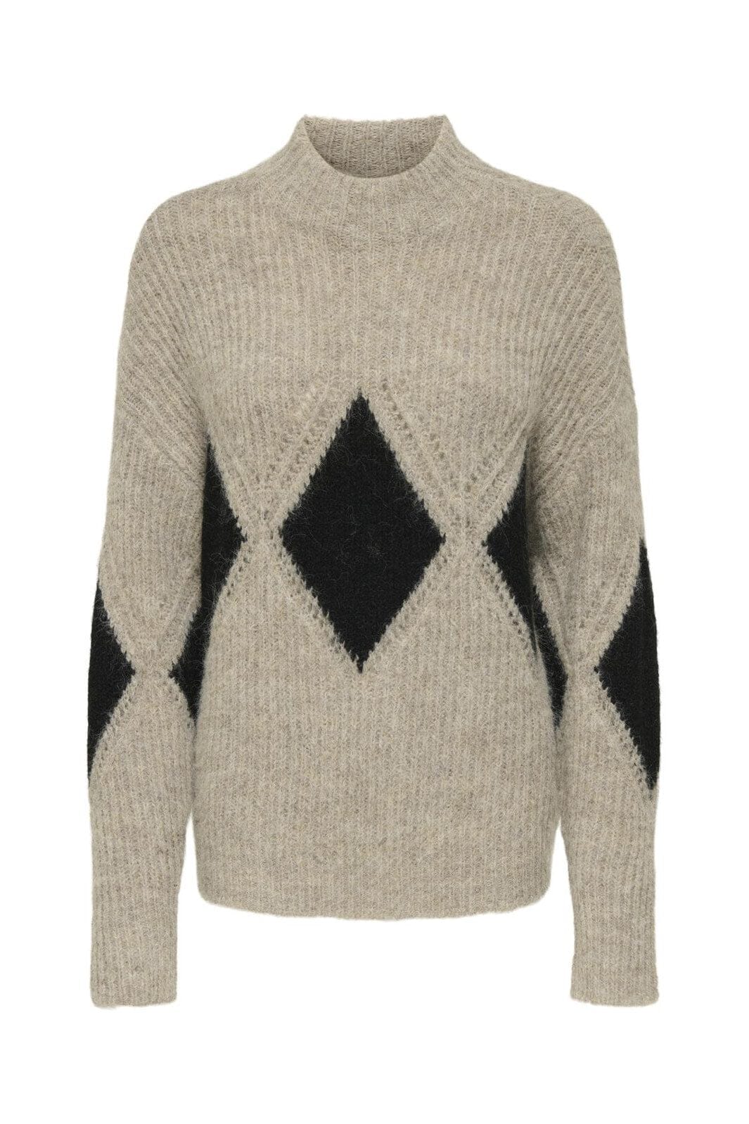 JDY - Jdyviv Life L/S High Neck Pullover Knt - 4876176 Mountain Trail Black