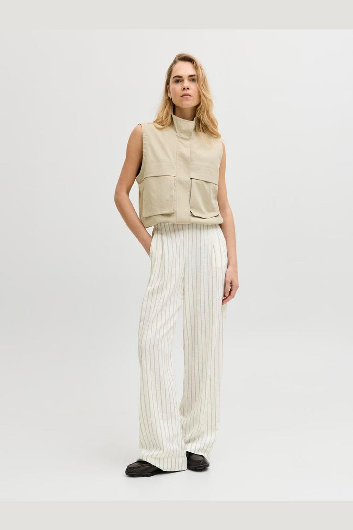 Jjxx - Jxalmira Linen Blend Pant Ln - 4919744 Blanc De Blanc Silver Mink