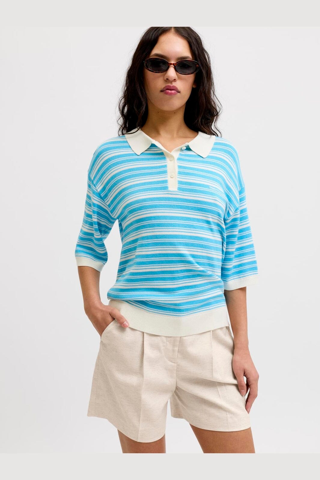 Jjxx - Jxaya Structured Wide Shorts Tlr Sn - 4919610 Feather Gray White Melange