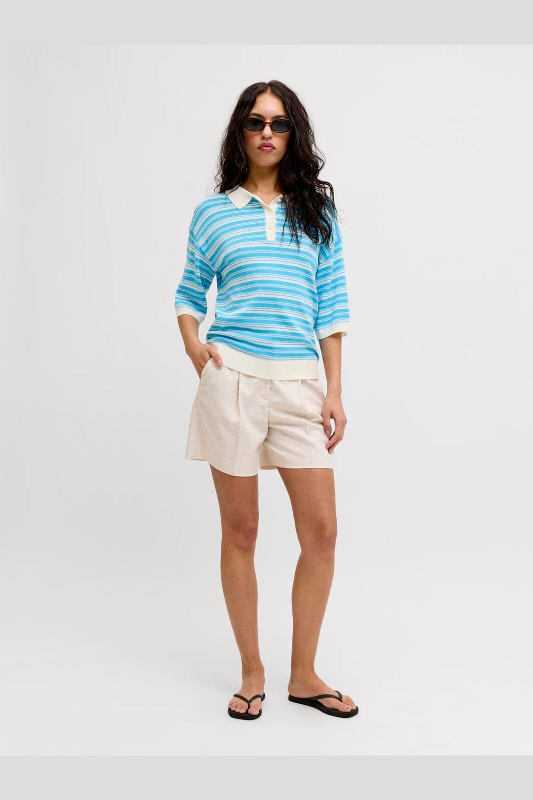 Jjxx - Jxaya Structured Wide Shorts Tlr Sn - 4919610 Feather Gray White Melange