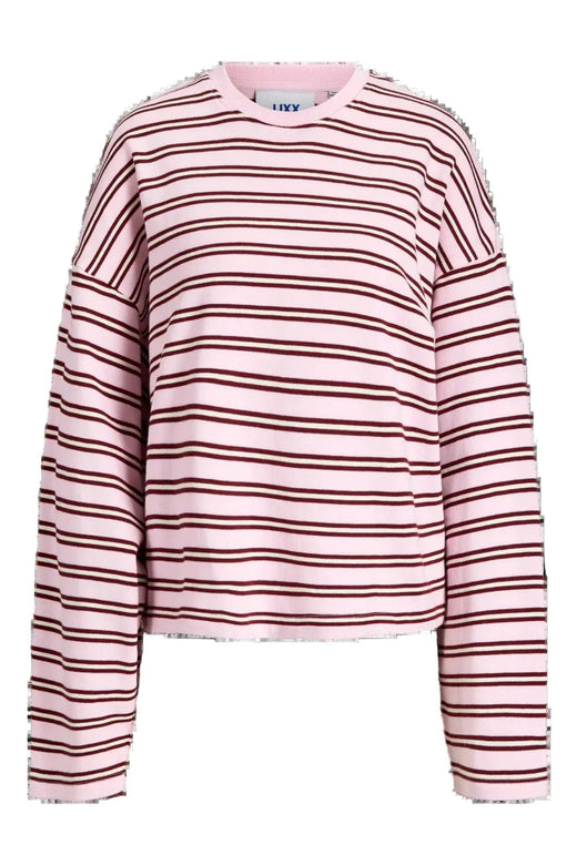 Jjxx - Jxbillie Loose Ls Stripe Sweat Swt - 5093323 Pink Lady Vanilla Ice/Cabernet Bluser 