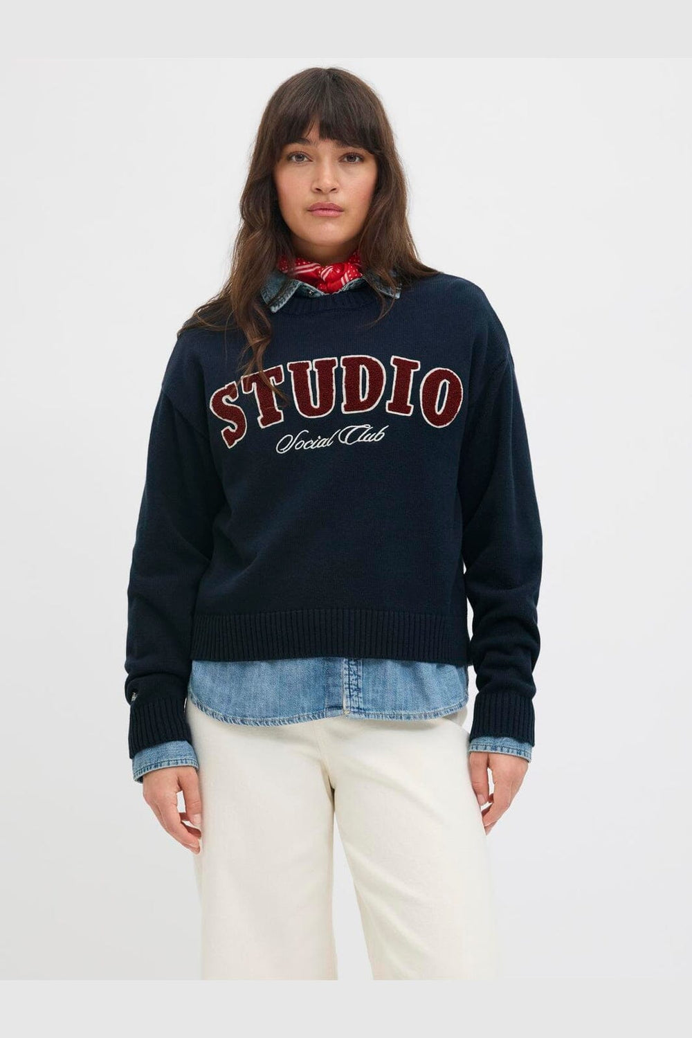 Jjxx - Jxbrook Crew Neck Knit - 4842271 Maritime Blue /Studio