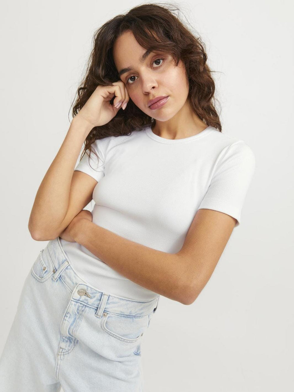 Jjxx - Jxfrankie Str Ss Rib Tee - 4244251 Bright White