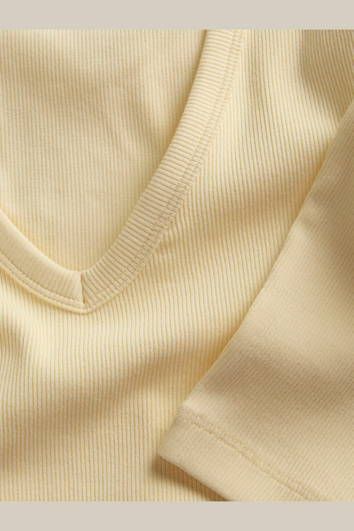 Jjxx - Jxfreya Str Ls V-Neck Top - 5144877 Pastel Yellow