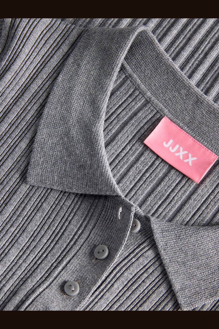 Jjxx - Jxhadley Tight Ss Polo Knit - 4916147 Medium Grey Melange