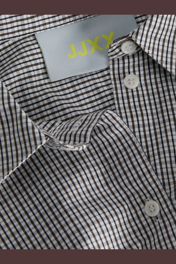 Jjxx - Jxjamie Ls Relaxed Poplin Shirt - 5040518 Demitasse Black/ White