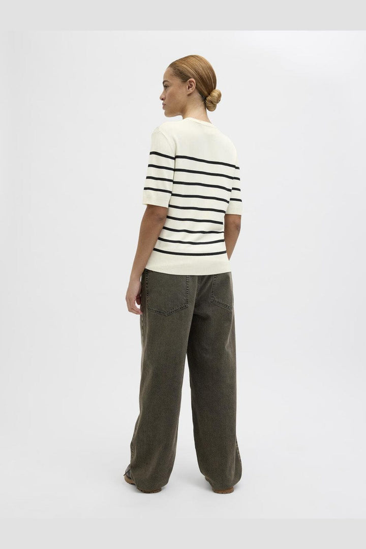 Jjxx - Jxlayla Comfy Ss Knit - 4550749 Vanilla Ice /Black