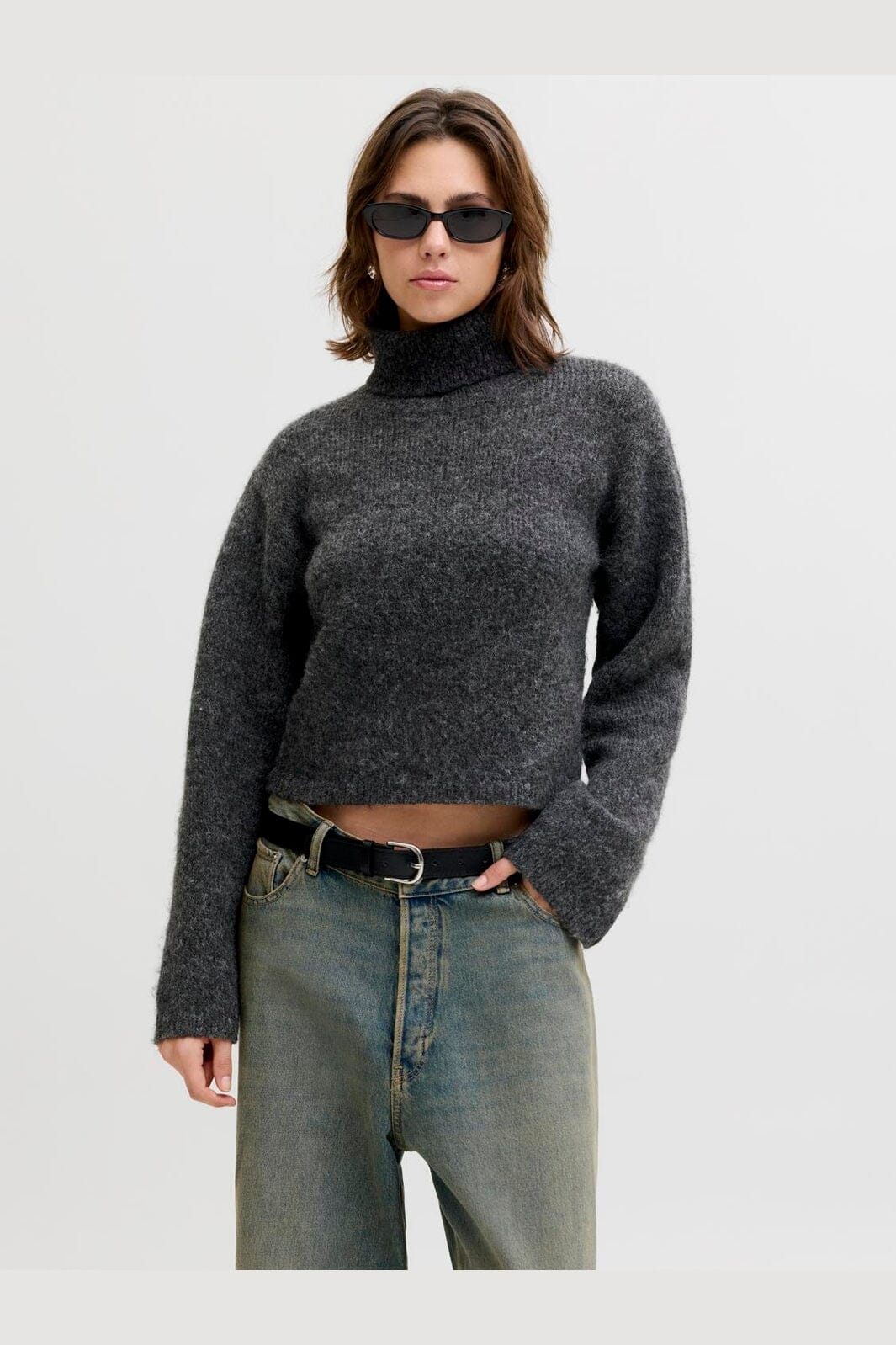 Jjxx - Jxrosanna Roll Neck Knit - 4898557 Dark Grey Melange