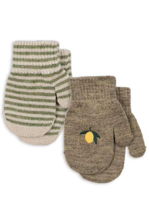 Konges Sløjd - 2 Pack Filla Mittens Ks103431 - Lemon/stripe