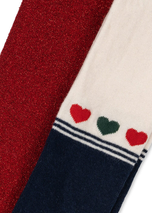 Konges Sløjd - 2 Pack Lurex Tights Ks104171 - Heart Mix Strømpebukser 