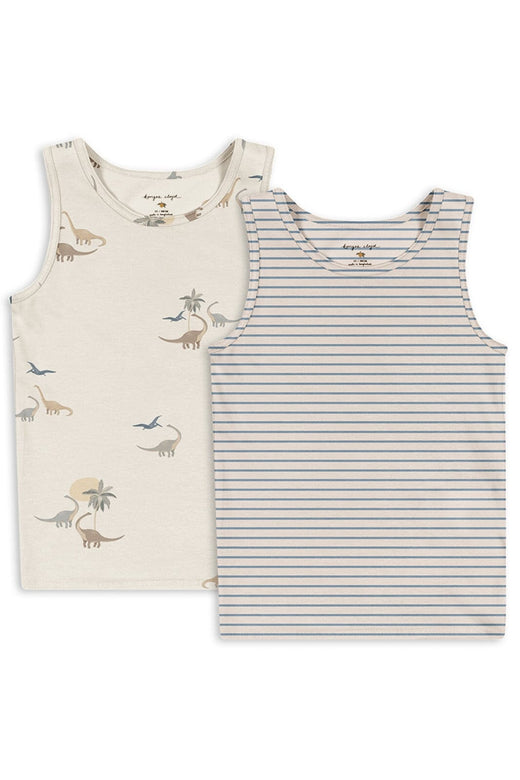 Konges Sløjd - Basic 2 Pack Tanktop Gots Ks103697 - Kubi/stripe Bluie