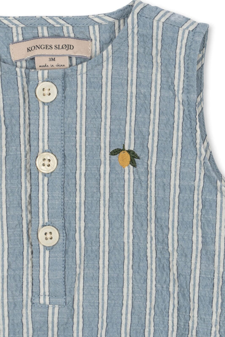 Konges Sløjd - Elliot Romper Gots Ks104779 - Trio Bleu Stripe