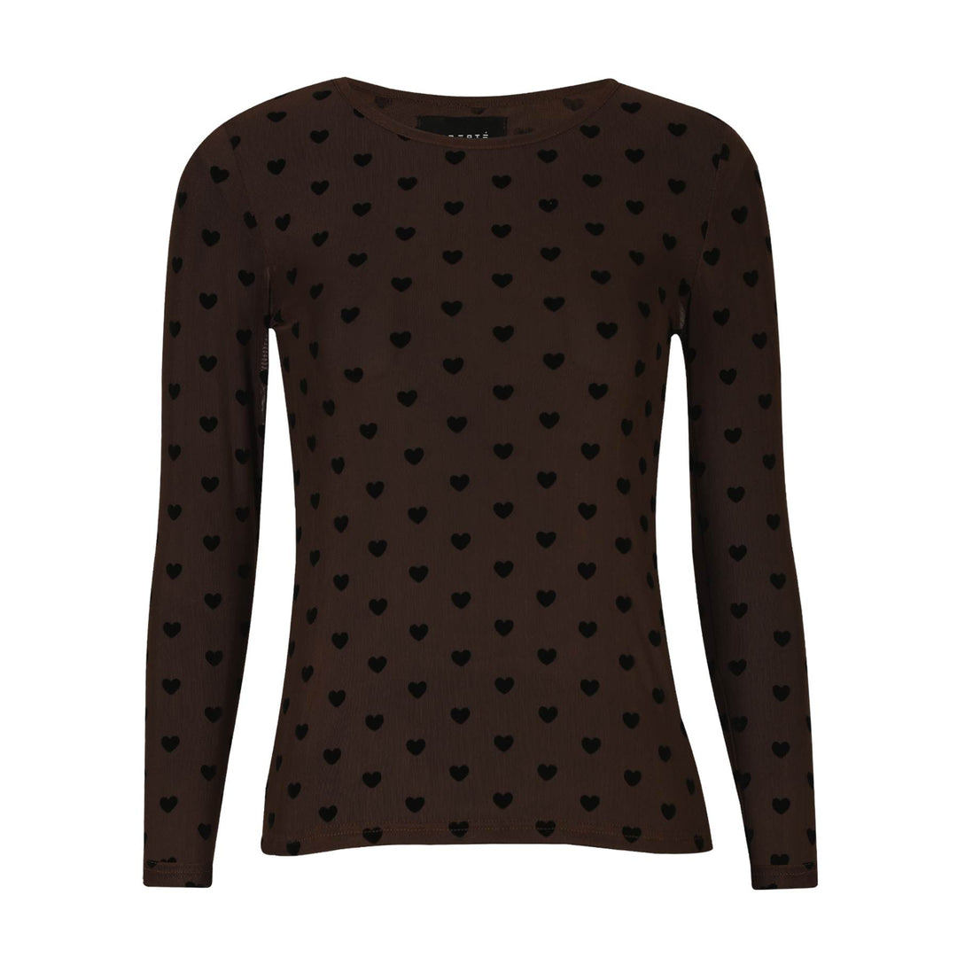 Liberte - Mesh Ls Tshirt 22065 - Dark Brown Big Flock Dot